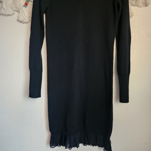 Oats Cashmere Black Knit Ruffle Tunic Sweater Top Luxurious Minimalist Boho M - Picture 6 of 9